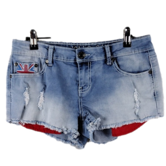 Rue21 Blue Light Wash Mid Rise Distressed Raw Hem Daisy Duke Jean Shorts - Picture 1 of 11